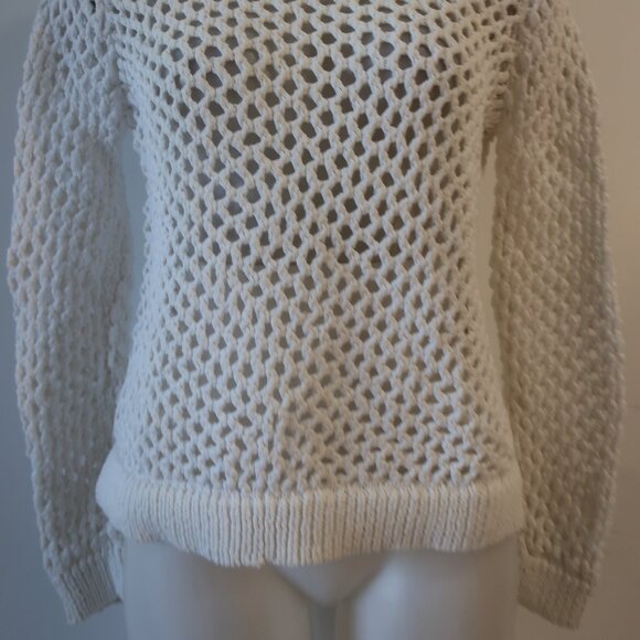 Womens T by  Alexander Wang White Chunky Open Knit Pullover Crochet Sweater S - Picture 5 of 8